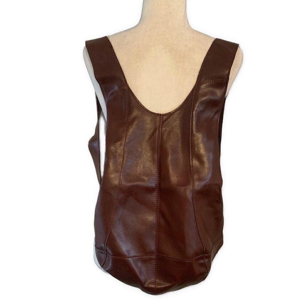 Red Brown Cherry Faux Vegan Leather Backpack Bag